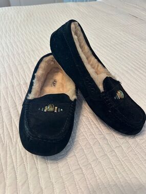 UGG Black Suede Shearling-Lined Men’s Moccasin Loafers